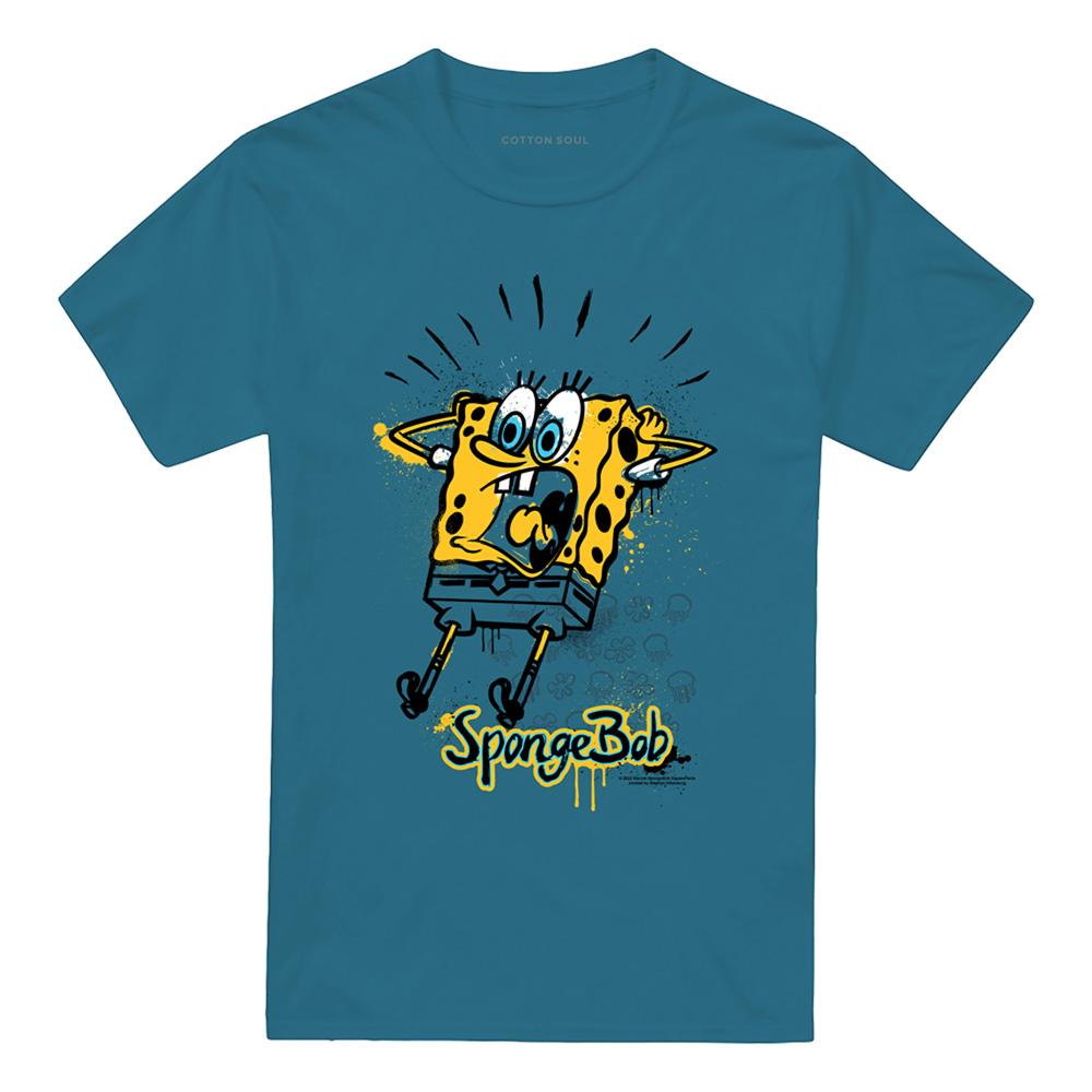 Slate Blue - Front - SpongeBob SquarePants Mens Shocking! T-Shirt