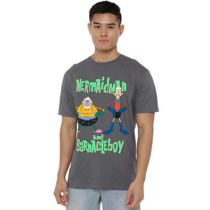 Charcoal - Lifestyle - SpongeBob SquarePants Mens Mermaid Man & Barnacle Boy T-Shirt