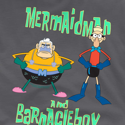 Charcoal - Pack Shot - SpongeBob SquarePants Mens Mermaid Man & Barnacle Boy T-Shirt
