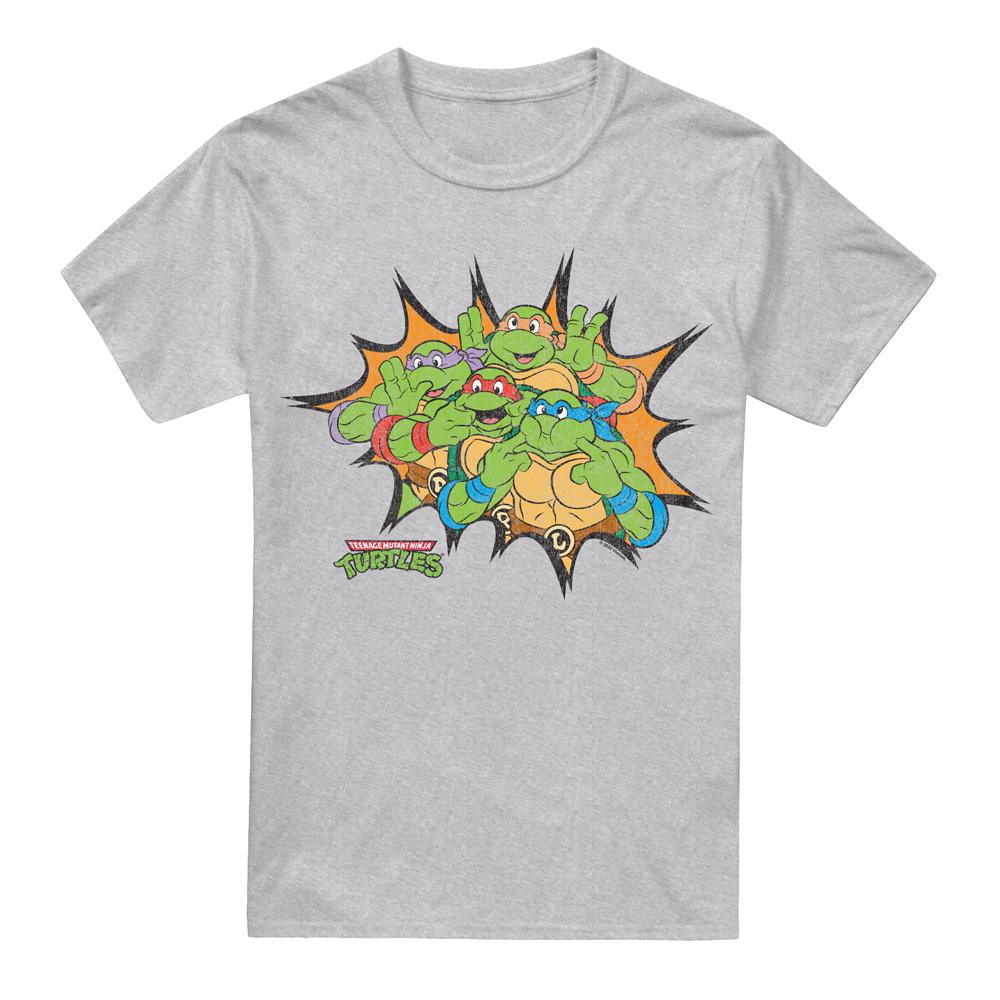 Sport Heather - Front - Teenage Mutant Ninja Turtles Mens Funny Face Turtles T-Shirt