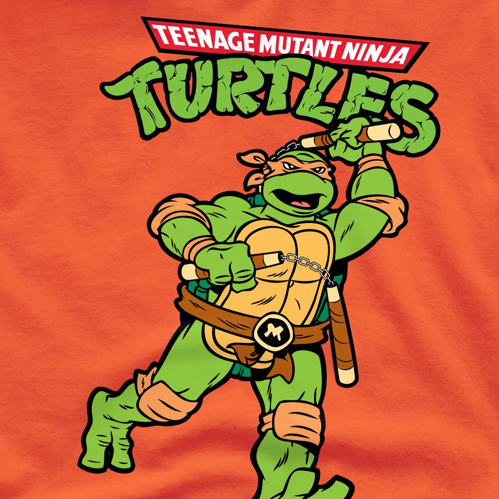 Orange - Side - Teenage Mutant Ninja Turtles Mens Michelangelo Retro T-Shirt