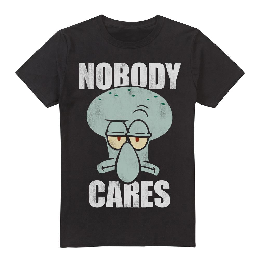 Black - Front - SpongeBob SquarePants Mens Nobody Cares Meme T-Shirt