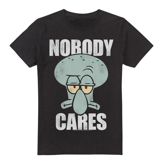 Black - Front - SpongeBob SquarePants Mens Nobody Cares Meme T-Shirt