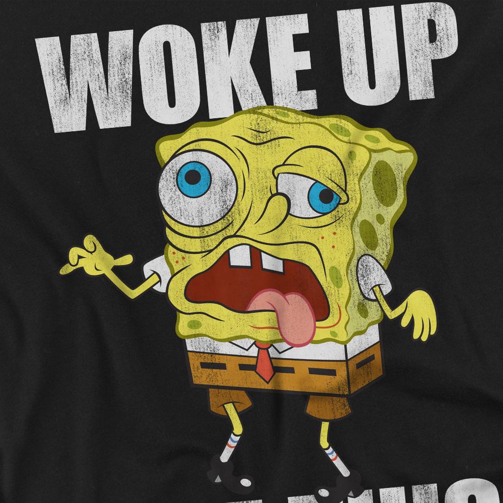 Black - Side - SpongeBob SquarePants Mens Woke Up Like This Meme T-Shirt