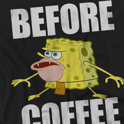 Black - Side - SpongeBob SquarePants Mens Before Coffee Meme T-Shirt