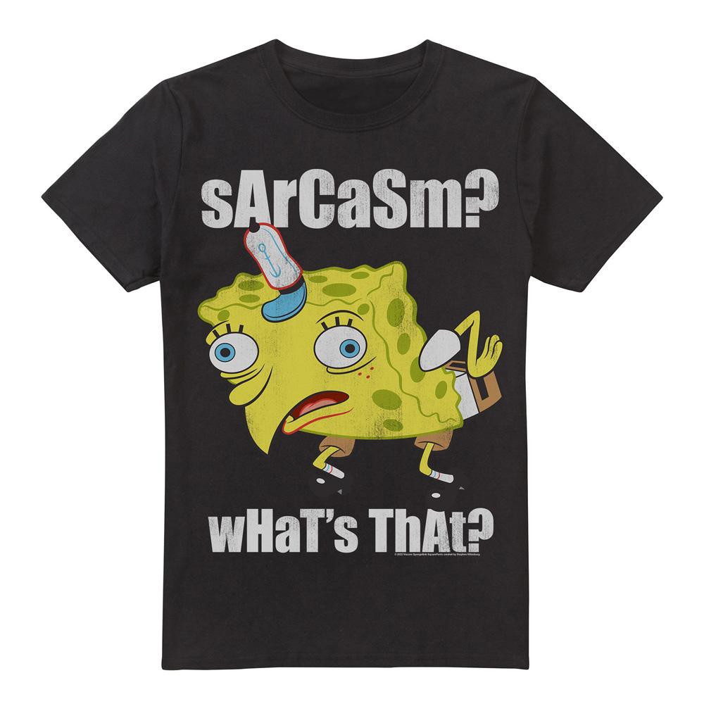 Black - Front - SpongeBob SquarePants Mens Sarcasm Meme T-Shirt