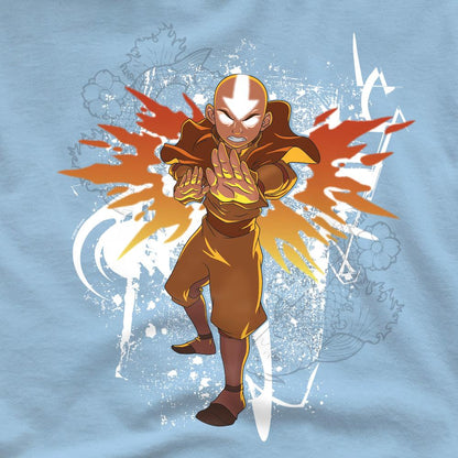 Light Blue - Pack Shot - Avatar: The Last Airbender Mens Aang Flower & Fish T-Shirt