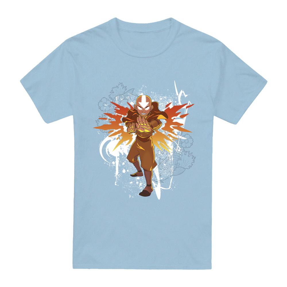 Light Blue - Front - Avatar: The Last Airbender Mens Aang Flower & Fish T-Shirt