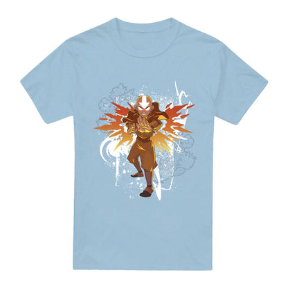 Light Blue - Front - Avatar: The Last Airbender Mens Aang Flower & Fish T-Shirt