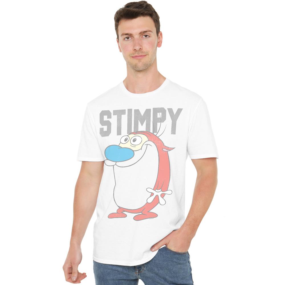 White - Lifestyle - Ren & Stimpy Mens Collegiate T-Shirt
