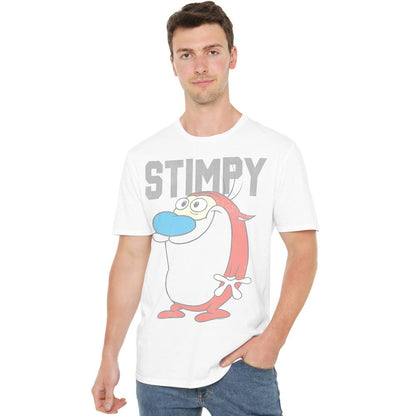 White - Lifestyle - Ren & Stimpy Mens Collegiate T-Shirt