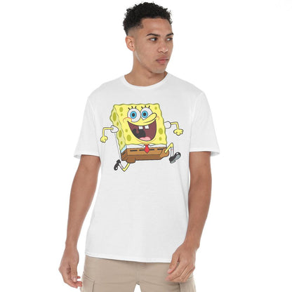 White - Lifestyle - SpongeBob SquarePants Mens Happy Running T-Shirt