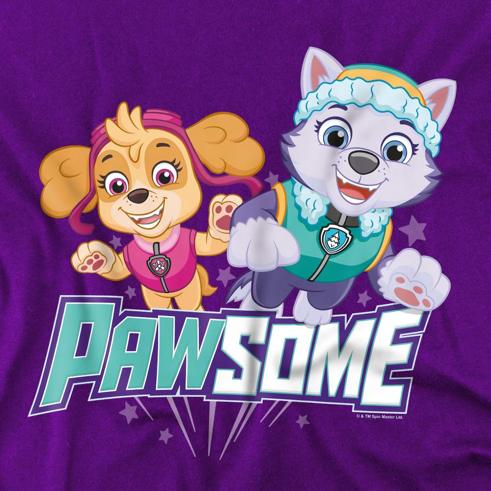 Purple - Side - Paw Patrol Mens Pawsome Skye & Everest T-Shirt