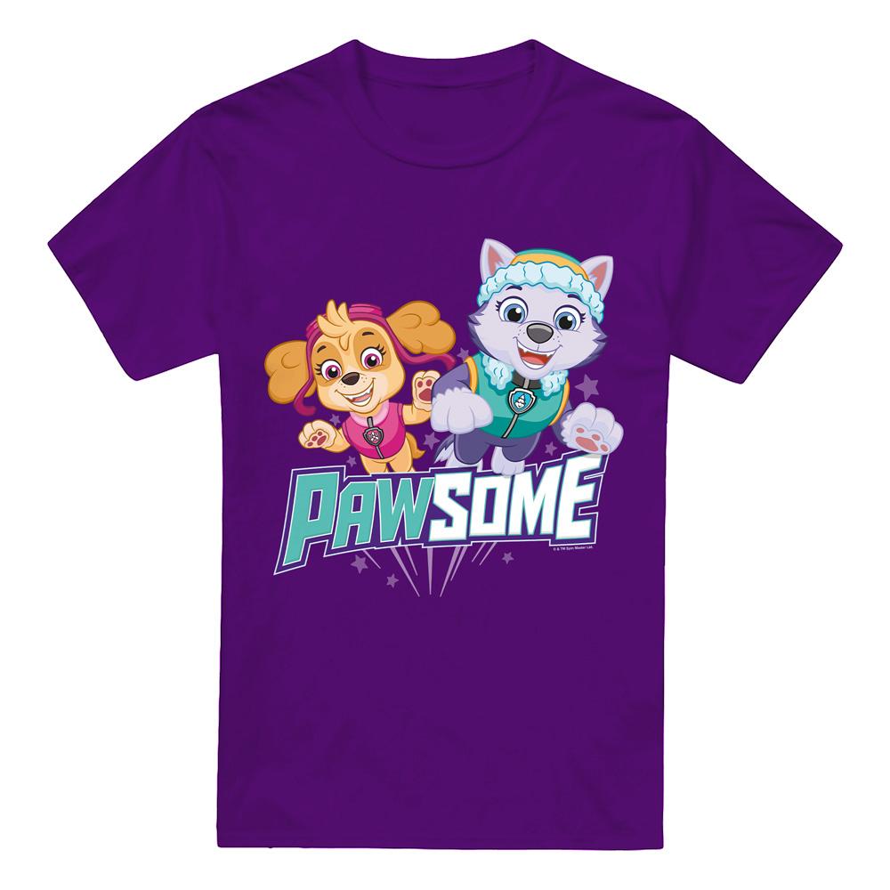 Purple - Front - Paw Patrol Mens Pawsome Skye & Everest T-Shirt