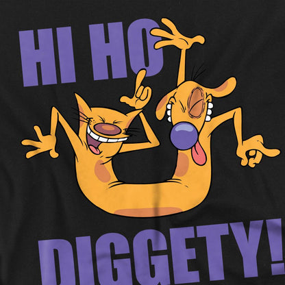 Black - Pack Shot - CatDog Mens Hi Ho Diggety T-Shirt