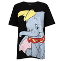 Black-Blue-Yellow - Front - Dumbo Womens-Ladies Smile Slouch T-Shirt