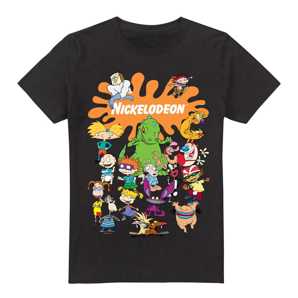 Black - Front - Nickelodeon Mens Splat Group T-Shirt
