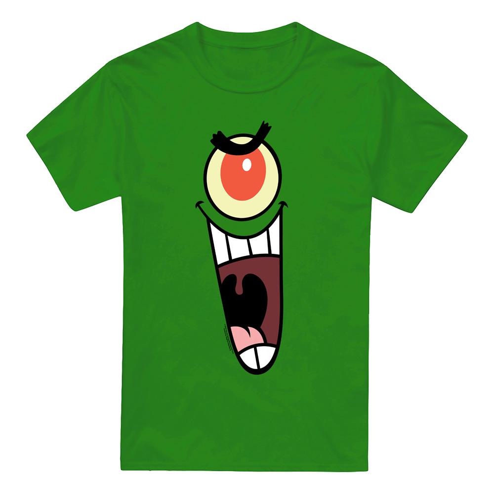 Kelly Green - Front - SpongeBob SquarePants Mens Plankton Face T-Shirt