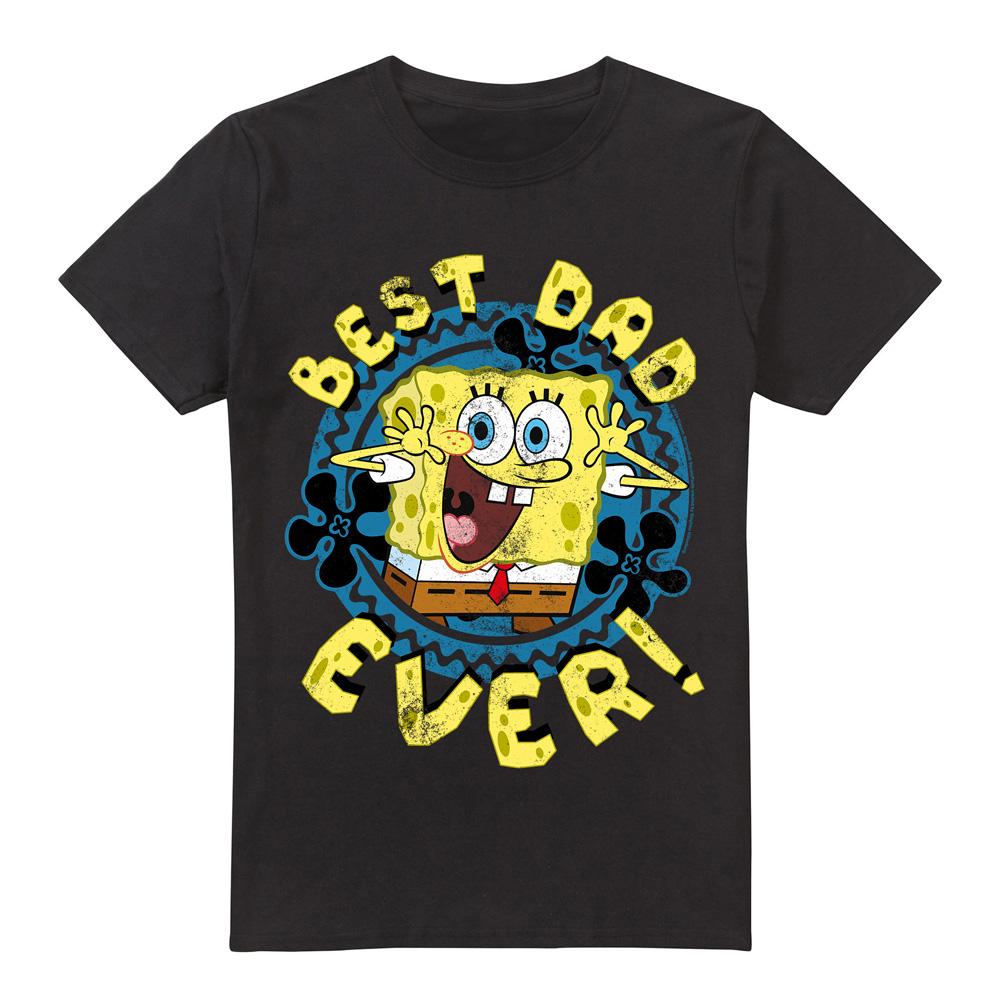 Black - Front - SpongeBob SquarePants Mens Best Dad Ever Fathers Day T-Shirt