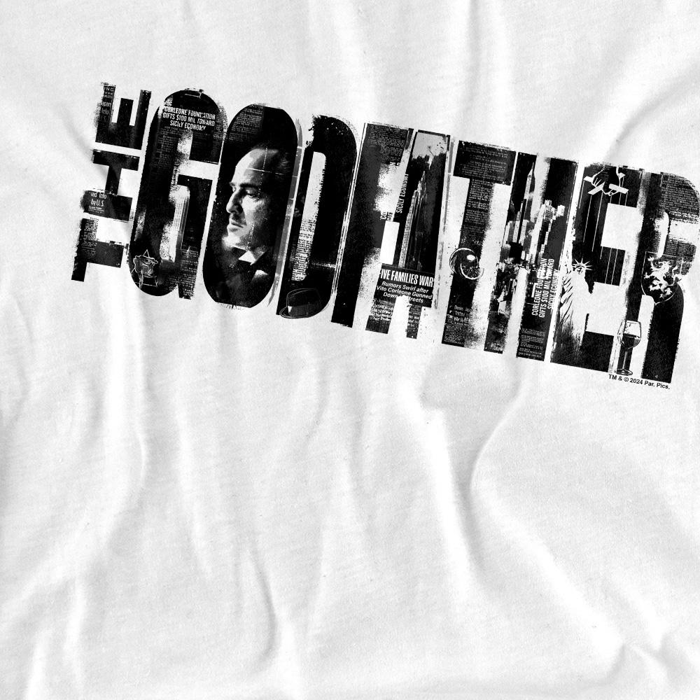 White - Side - The Godfather Mens Newspaper Logo T-Shirt