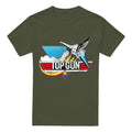 Military Green - Front - Top Gun Mens Distressed Logo T-Shirt