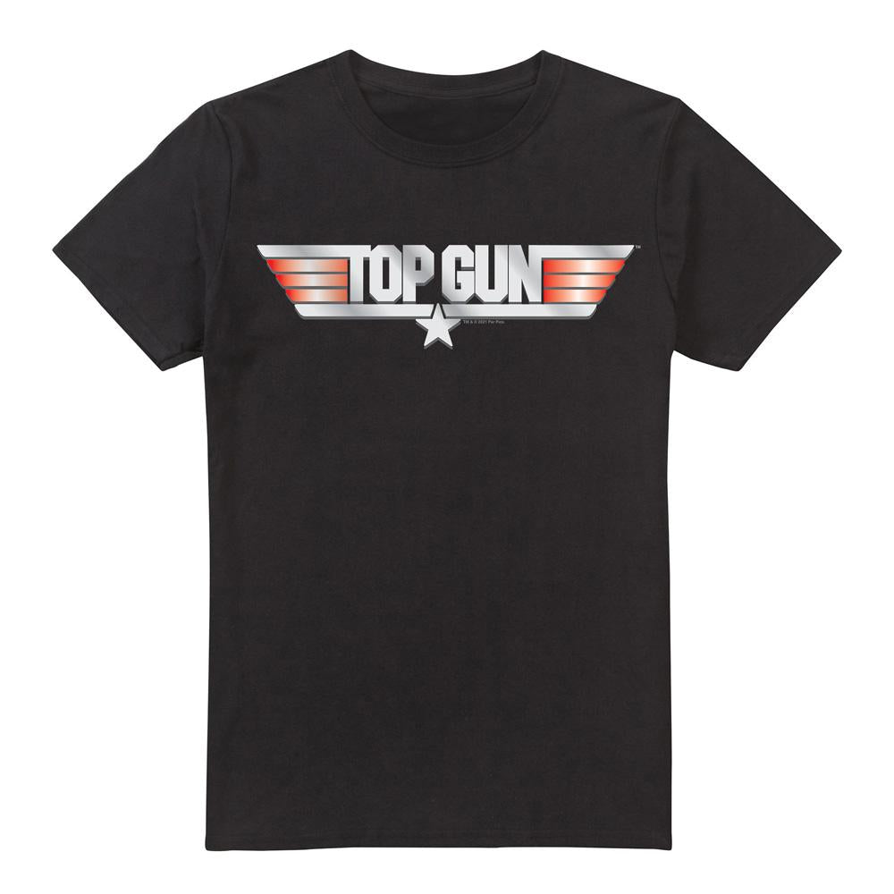 Black - Front - Top Gun Mens Logo T-Shirt