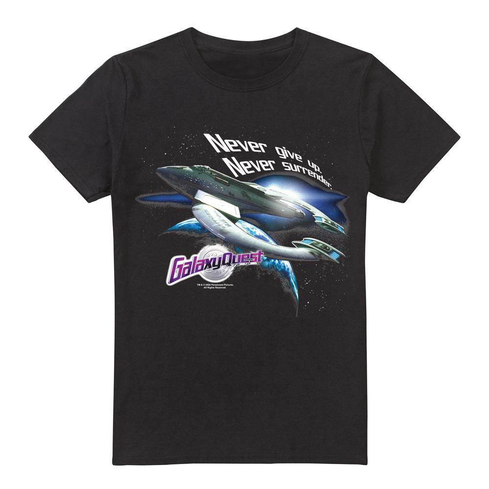 Black - Front - Galaxy Quest Mens Never Surrender T-Shirt