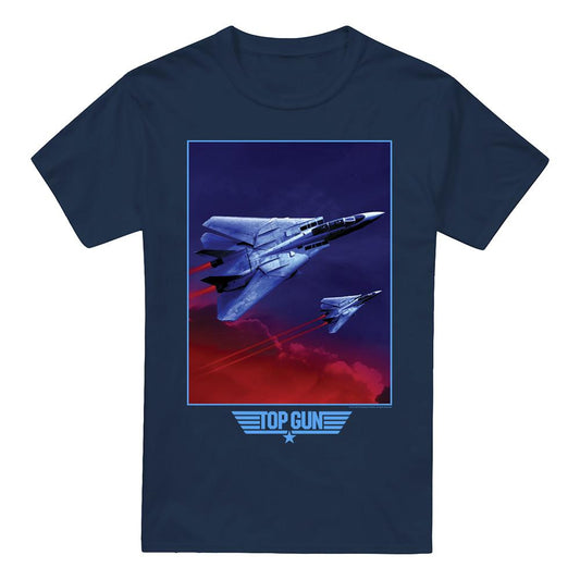 Navy - Front - Top Gun Mens Clouds T-Shirt