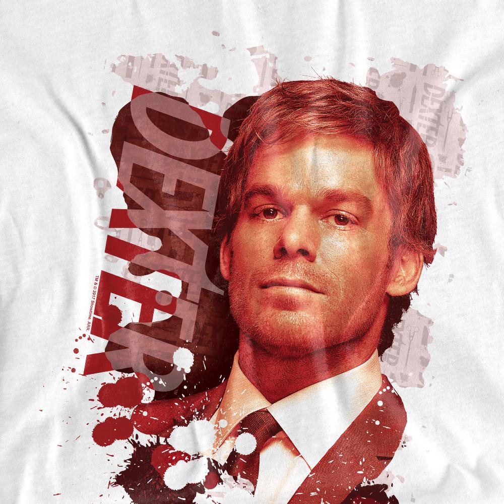 White - Pack Shot - Dexter Mens Splatter T-Shirt