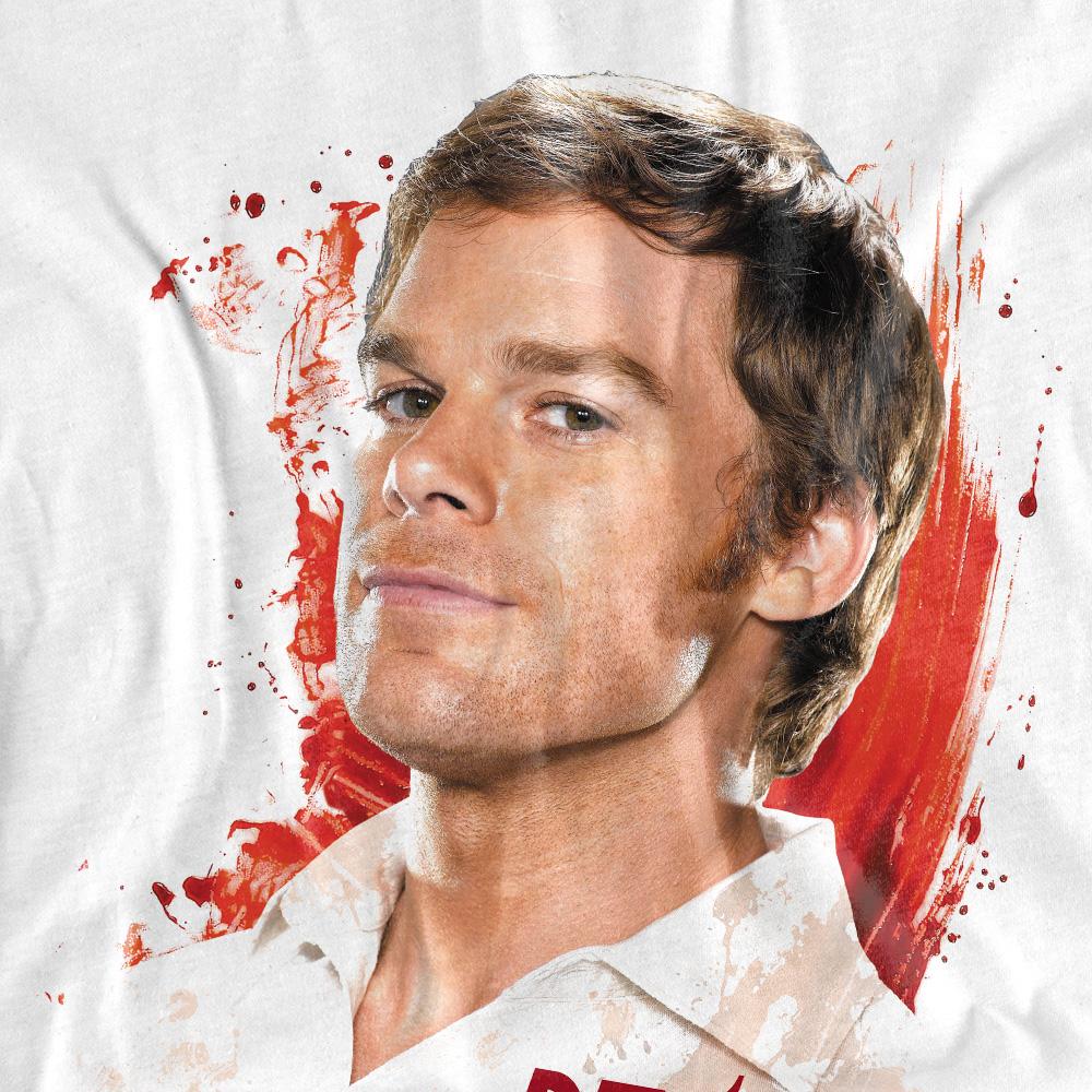 White - Side - Dexter Mens Blood Splatter T-Shirt