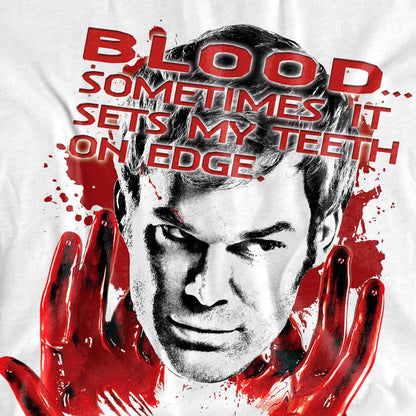 White - Pack Shot - Dexter Mens Blood T-Shirt