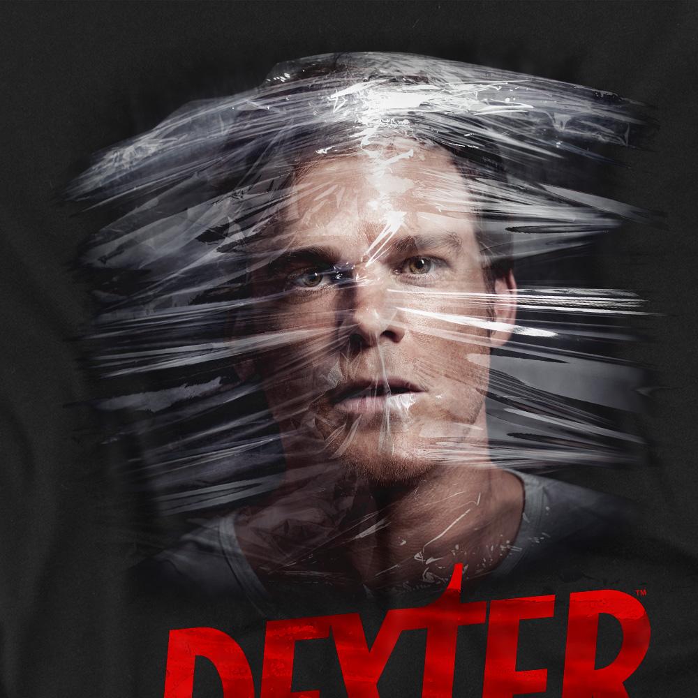 Black - Side - Dexter Mens Plastic Wrap T-Shirt