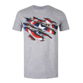 Sports Grey-Blue-White - Front - Captain America Mens Torn T-Shirt