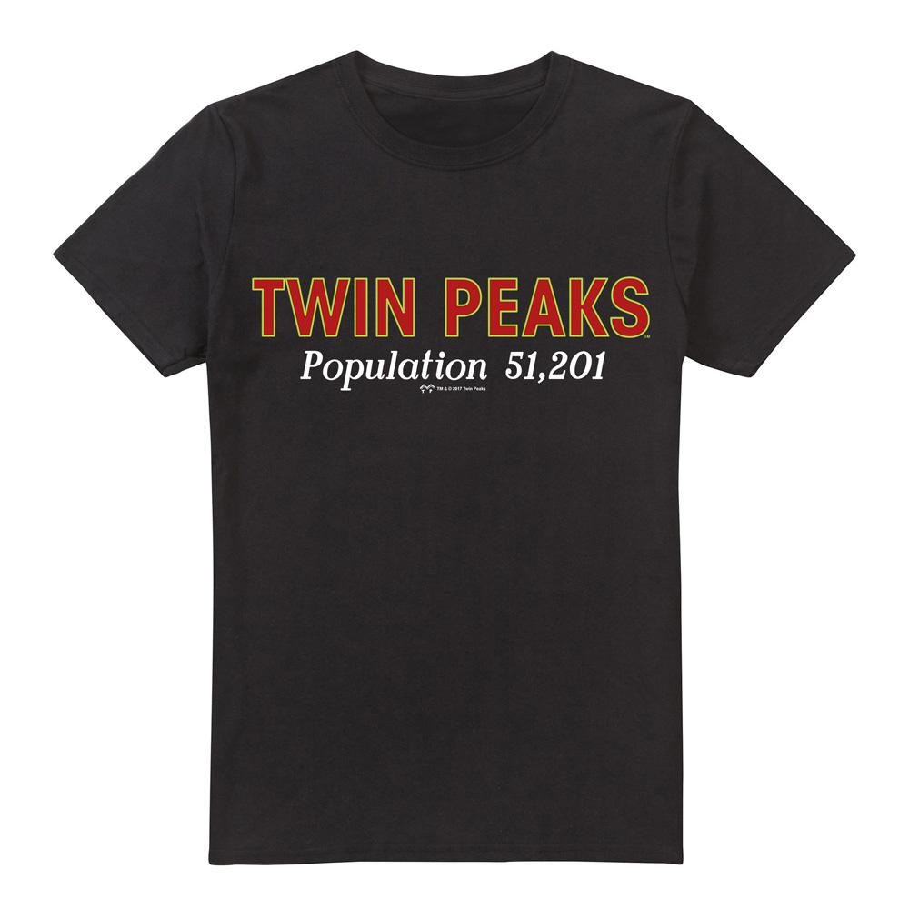 Black - Front - Twin Peaks Mens Population T-Shirt