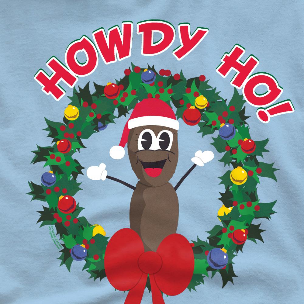 Light Blue - Side - South Park Mens Mr Hankey Howdy Ho Wreath Christmas T-Shirt