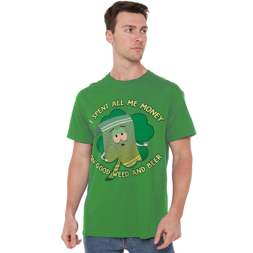 Kelly Green - Lifestyle - South Park Mens Spent Money Towelie St Patricks Day T-Shirt