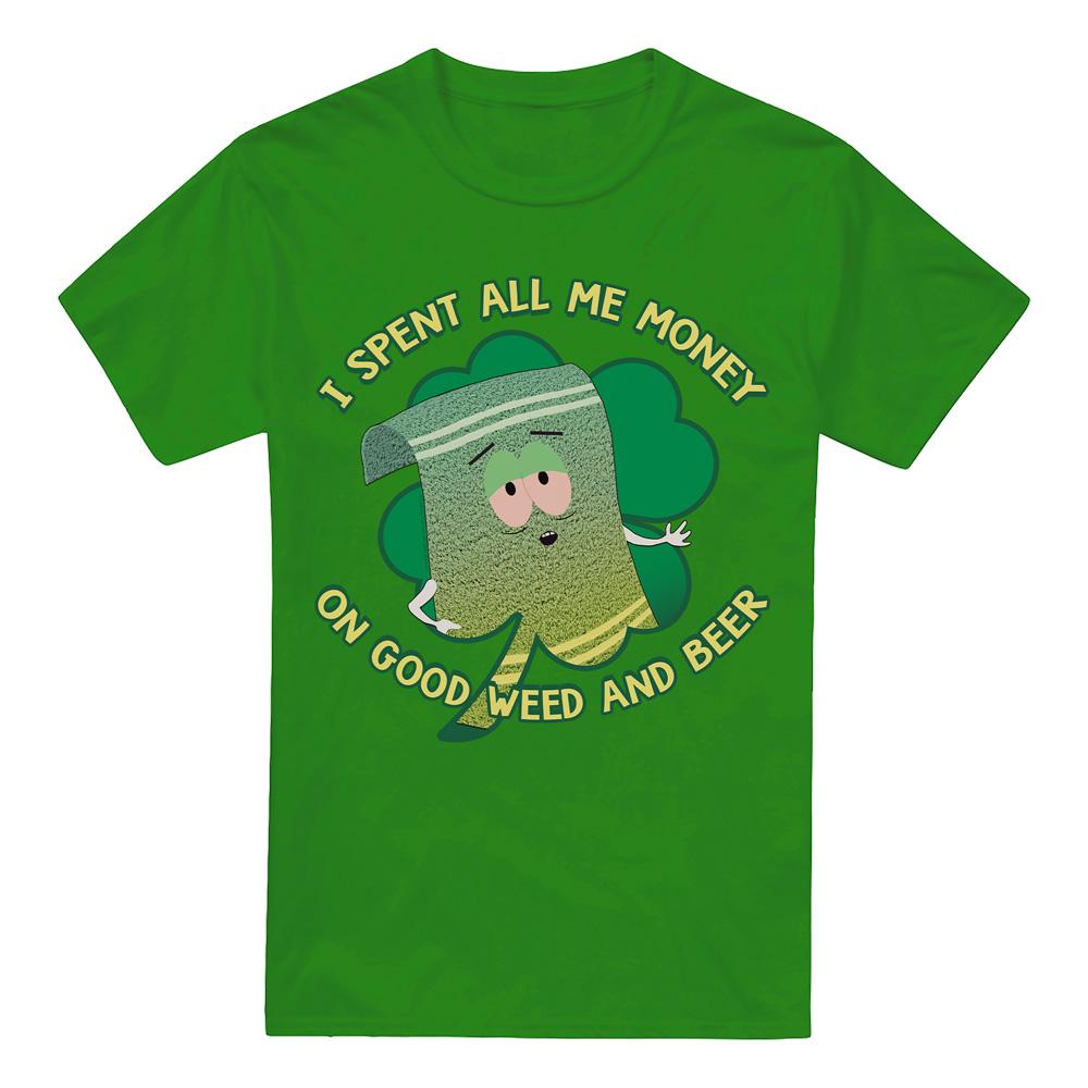 Kelly Green - Front - South Park Mens Spent Money Towelie St Patricks Day T-Shirt