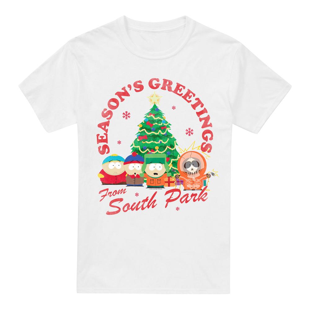 White - Front - South Park Mens Group Christmas T-Shirt