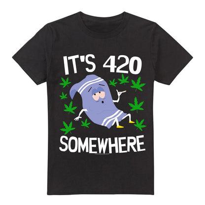 Black - Front - South Park Mens It´s 420 Somewhere Towelie T-Shirt