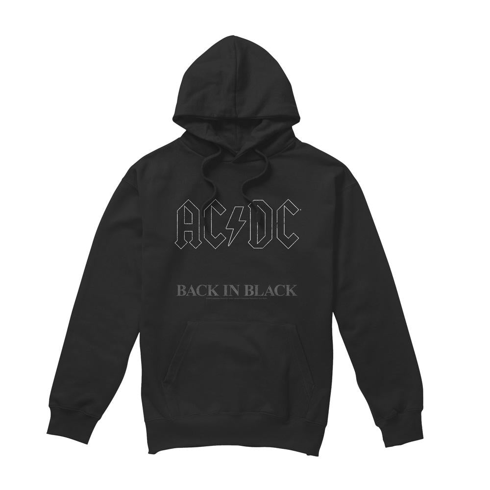 Black - Front - AC-DC Mens Back In Black Hoodie