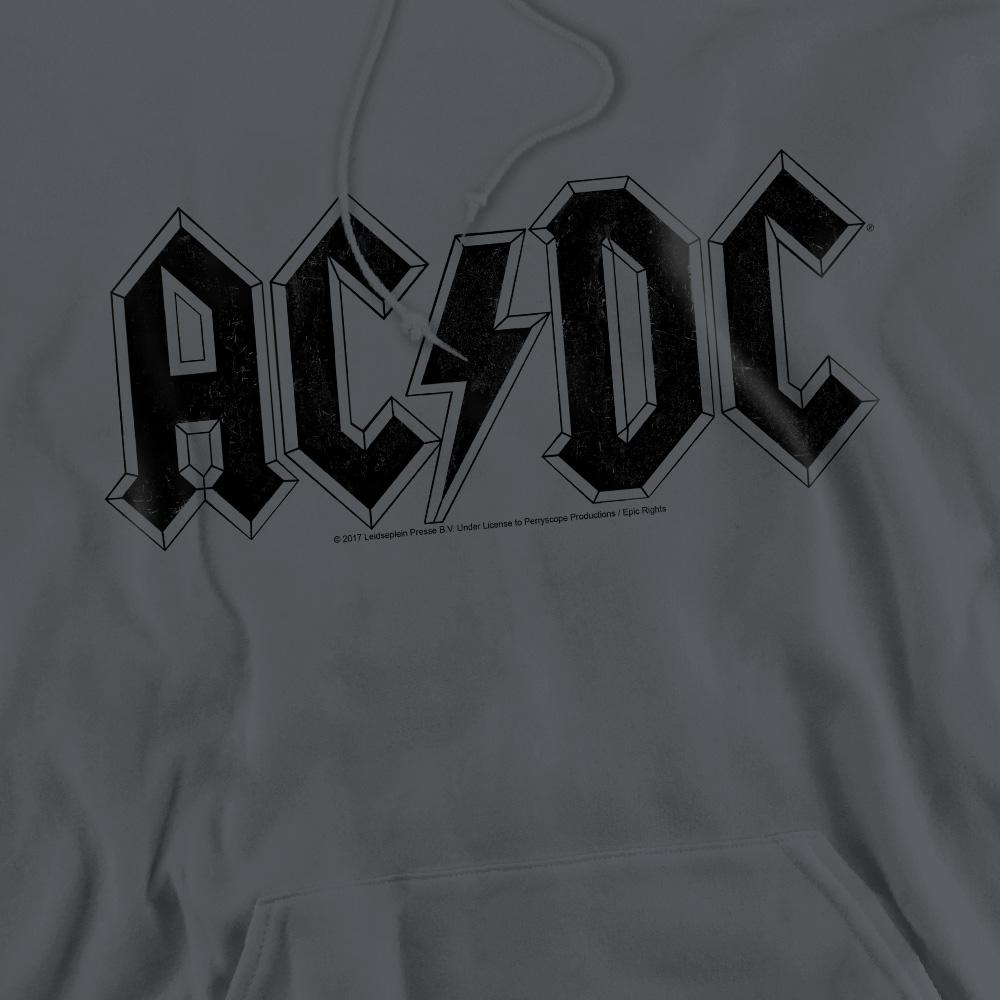 Charcoal - Side - AC-DC Mens Worn Logo Hoodie