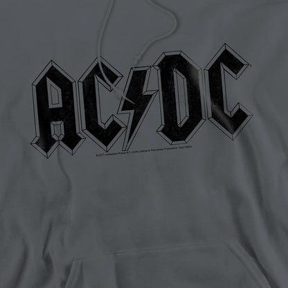 Charcoal - Side - AC-DC Mens Worn Logo Hoodie