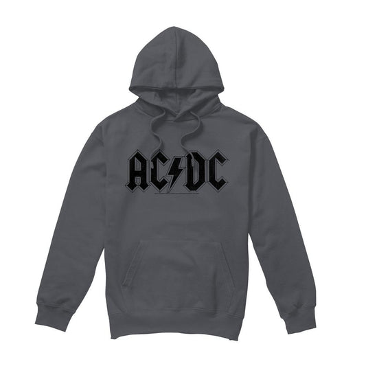 Charcoal - Front - AC-DC Mens Worn Logo Hoodie