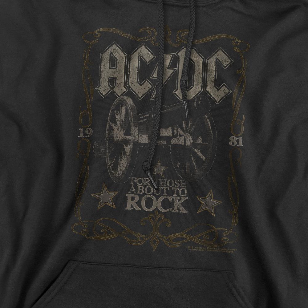 Black - Side - AC-DC Mens Rock Label Hoodie