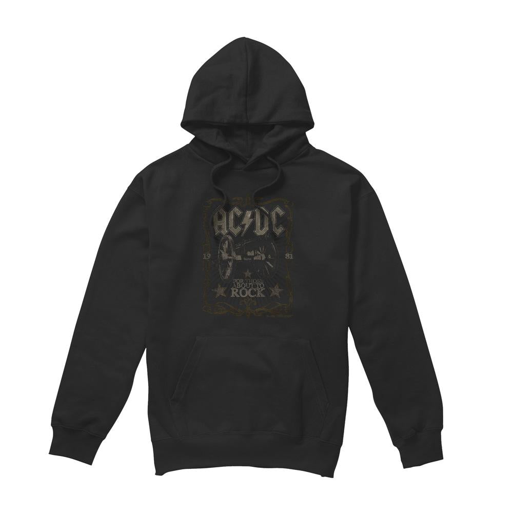 Black - Front - AC-DC Mens Rock Label Hoodie