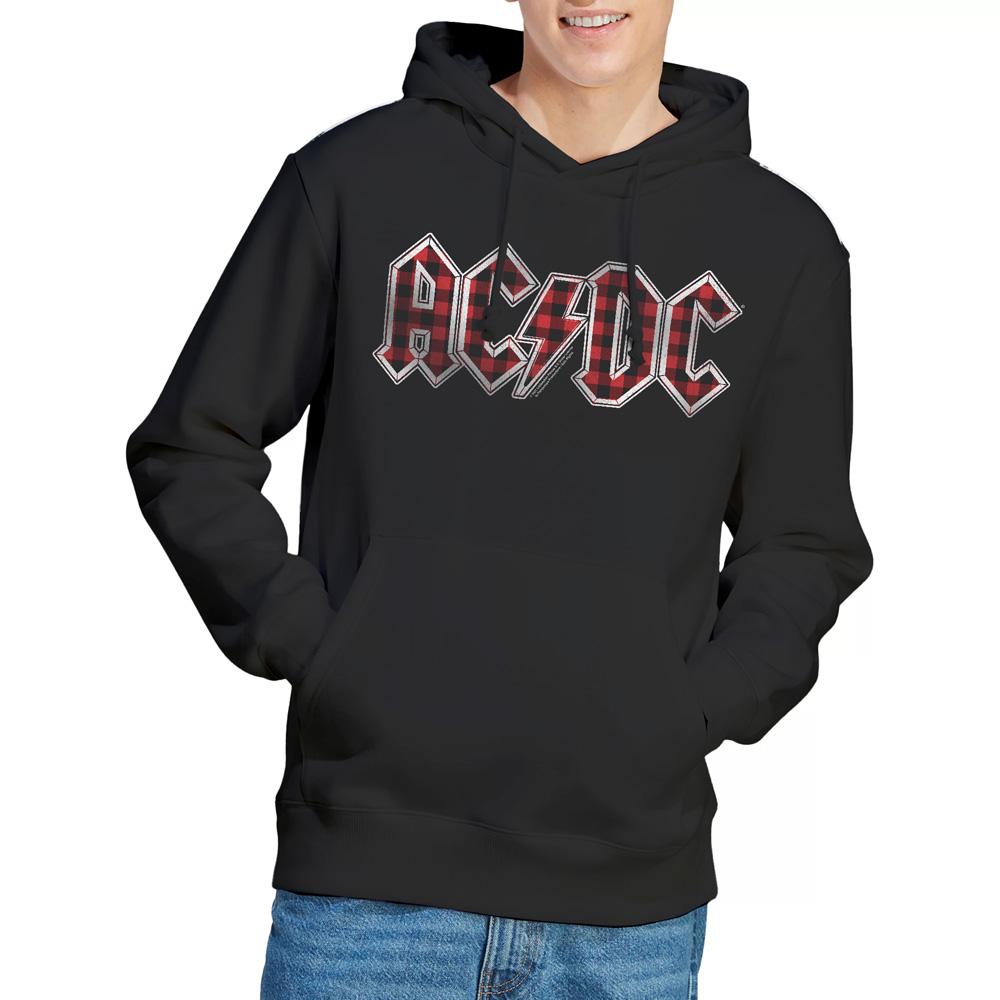Black - Lifestyle - AC-DC Mens Plaid Logo Hoodie