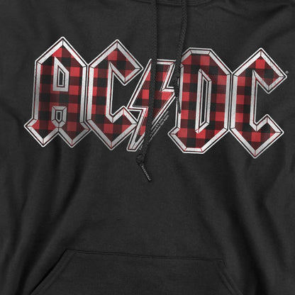 Black - Pack Shot - AC-DC Mens Plaid Logo Hoodie