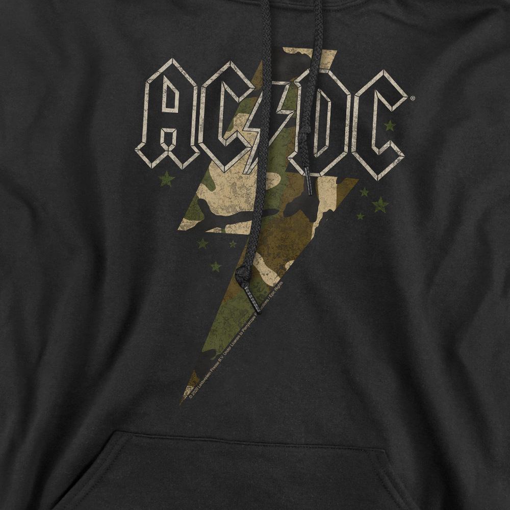 Black - Pack Shot - AC-DC Mens Camo Bolt Hoodie
