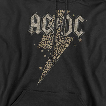Black - Pack Shot - AC-DC Mens Leopard Print Bolt Hoodie