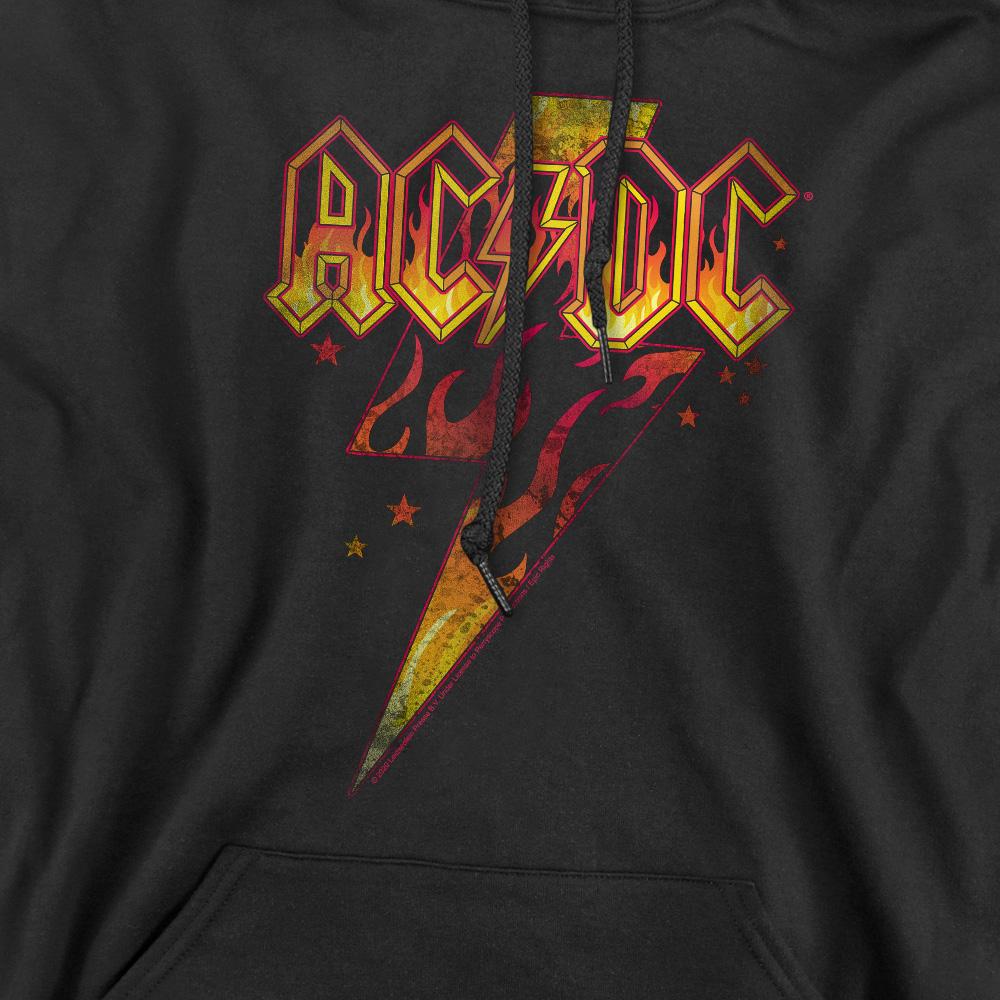Black - Side - AC-DC Mens Fire Bolt Hoodie